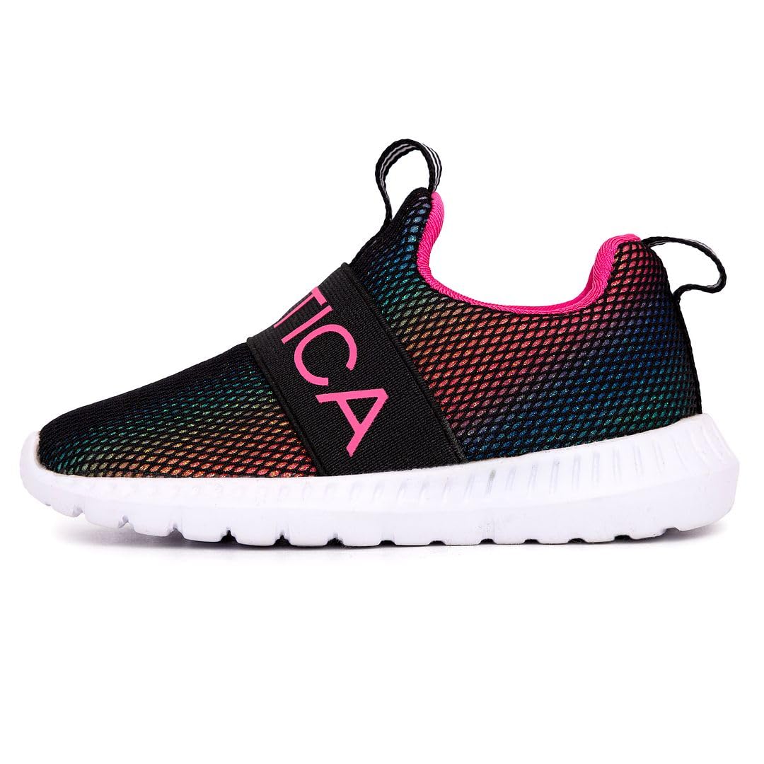 Nautica Girls' Slip-On Sneakers - Lightweight Athletic Running Shoes for Toddlers & Kids - Perfect for Walking, Running, Tennis, Playground & School Activities (Toddler/Little Kid Size)