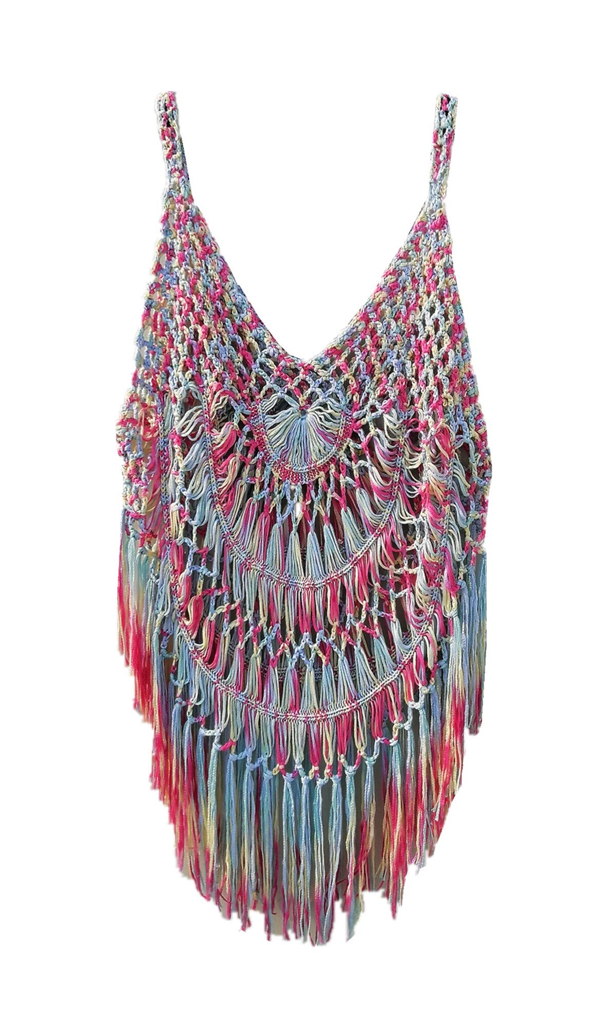 Bohemian Long Fringe Crochet Vest Bikini Cover Up - Hippie Beachwear for Women | Summer Swimwear Cover Up | Perfect for Beach Parties, Music Festivals & Vacation Outfits