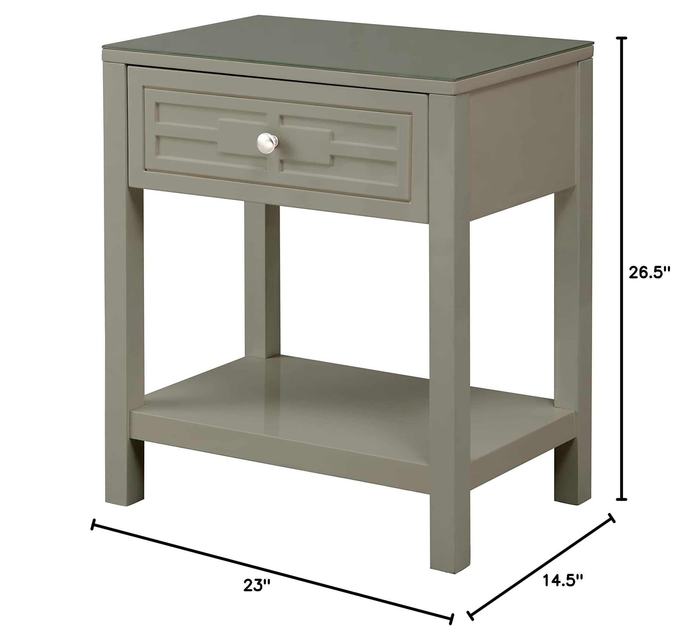 Lilola Home Dylan Taupe Wooden End Table with Glass Top and Drawer - Modern Nightstand for Bedroom, Living Room & Office - Stylish Side Table for Small Spaces & Home Decor