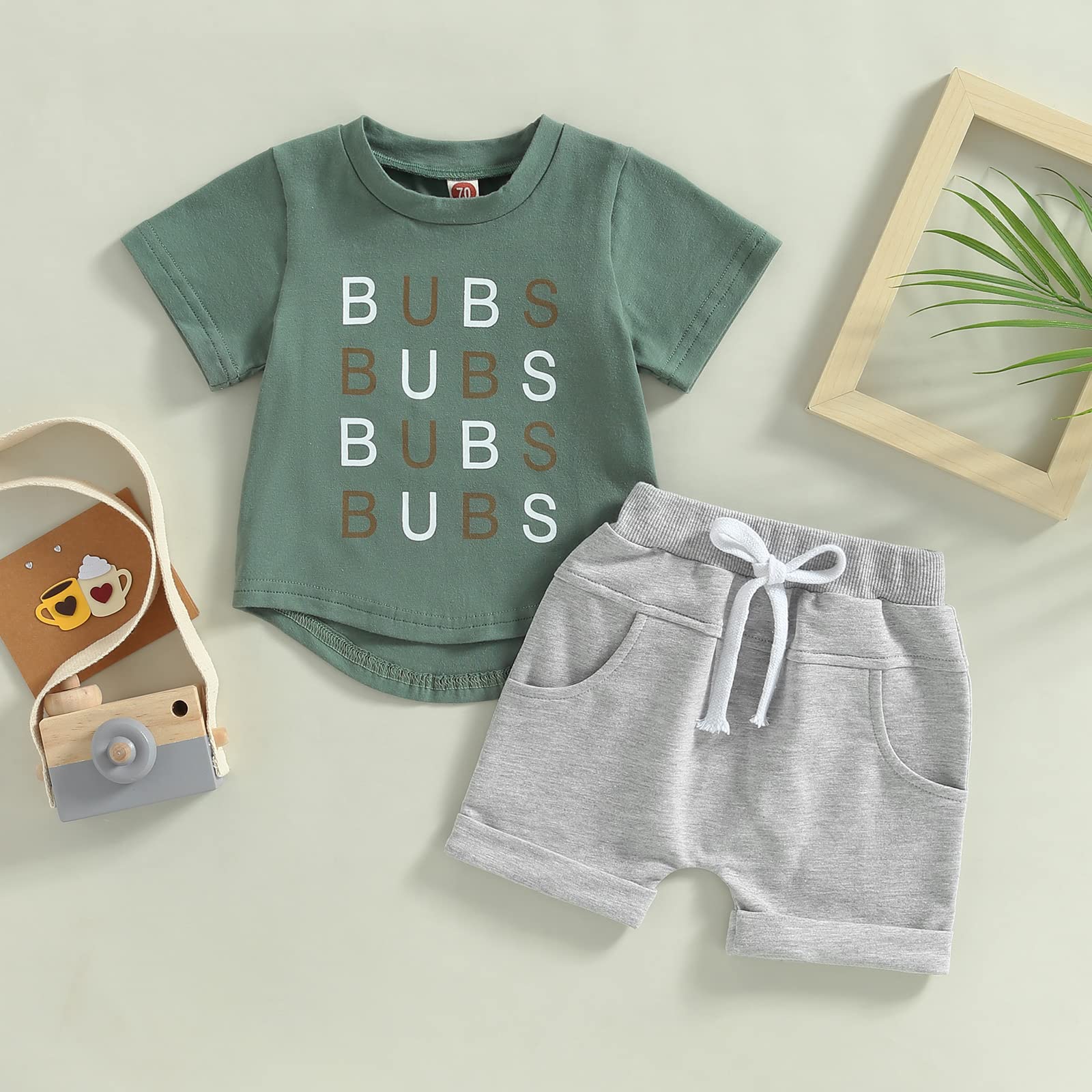 Newborn Baby Boy Summer Outfit - Letter Print Short Sleeve T-Shirt & Shorts Set | Cute Infant Clothes for Playtime & Photo Shoots