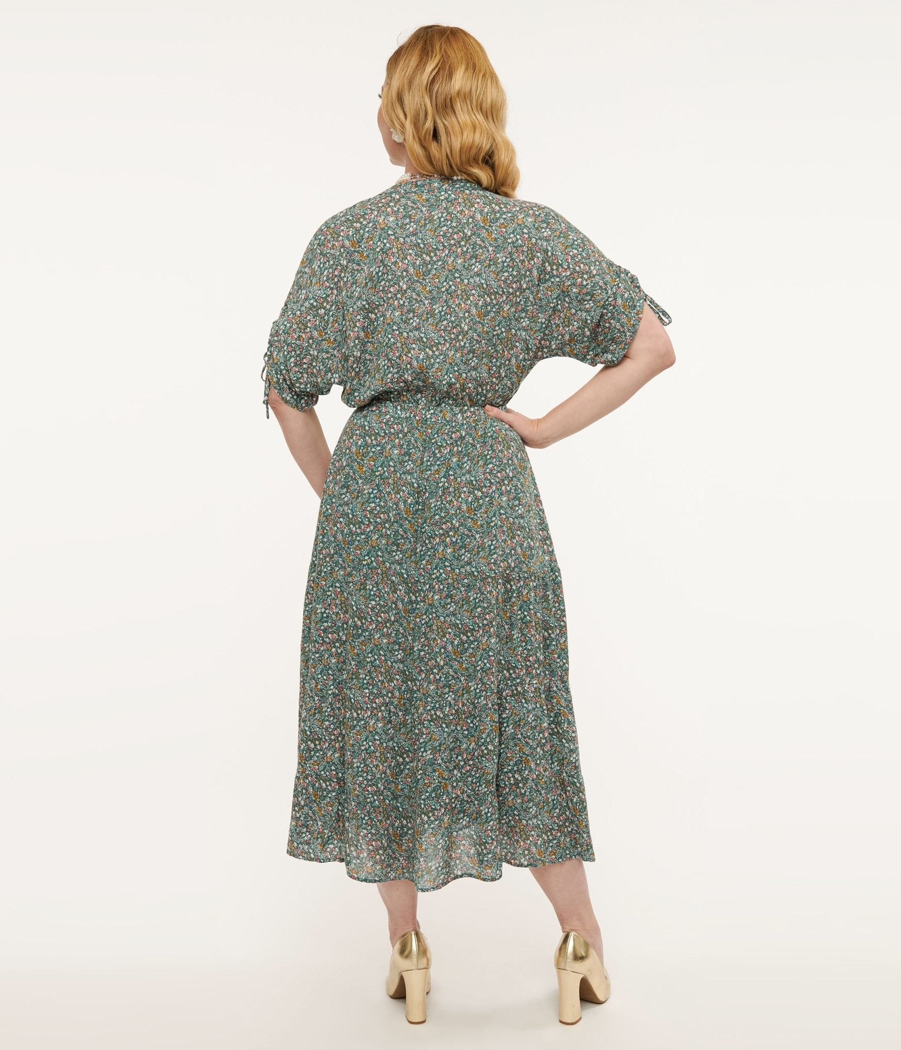 Elegant Teal Floral Midi Dress for Women - Summer Casual & Party Wear - Perfect for Beach Vacations, Date Nights & Outdoor Events