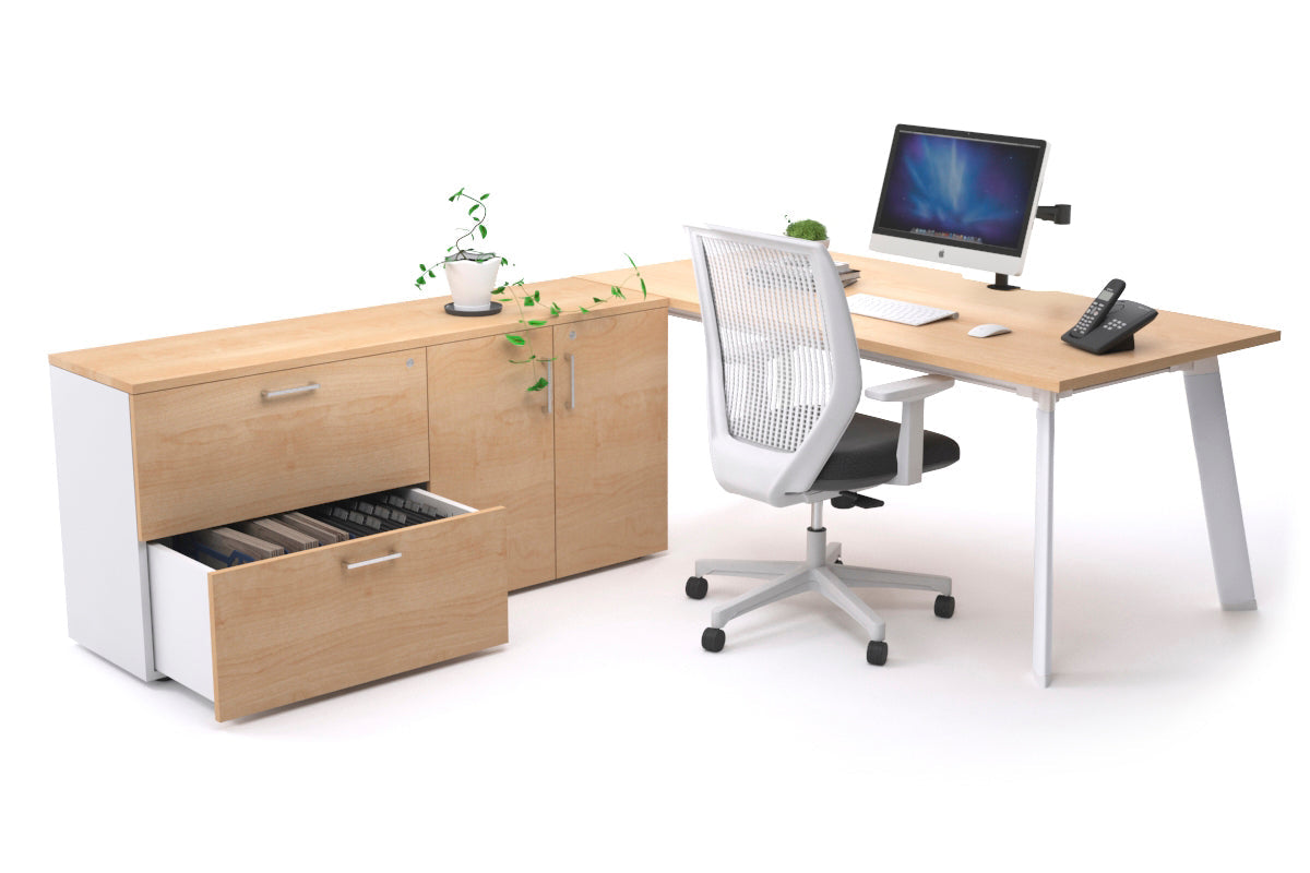 Switch Executive Office Desk with Uniform Spine & White Frame - 1600L x 800W with Cable Management Scallop - Perfect for Modern Workspaces, Home Offices & Conference Rooms