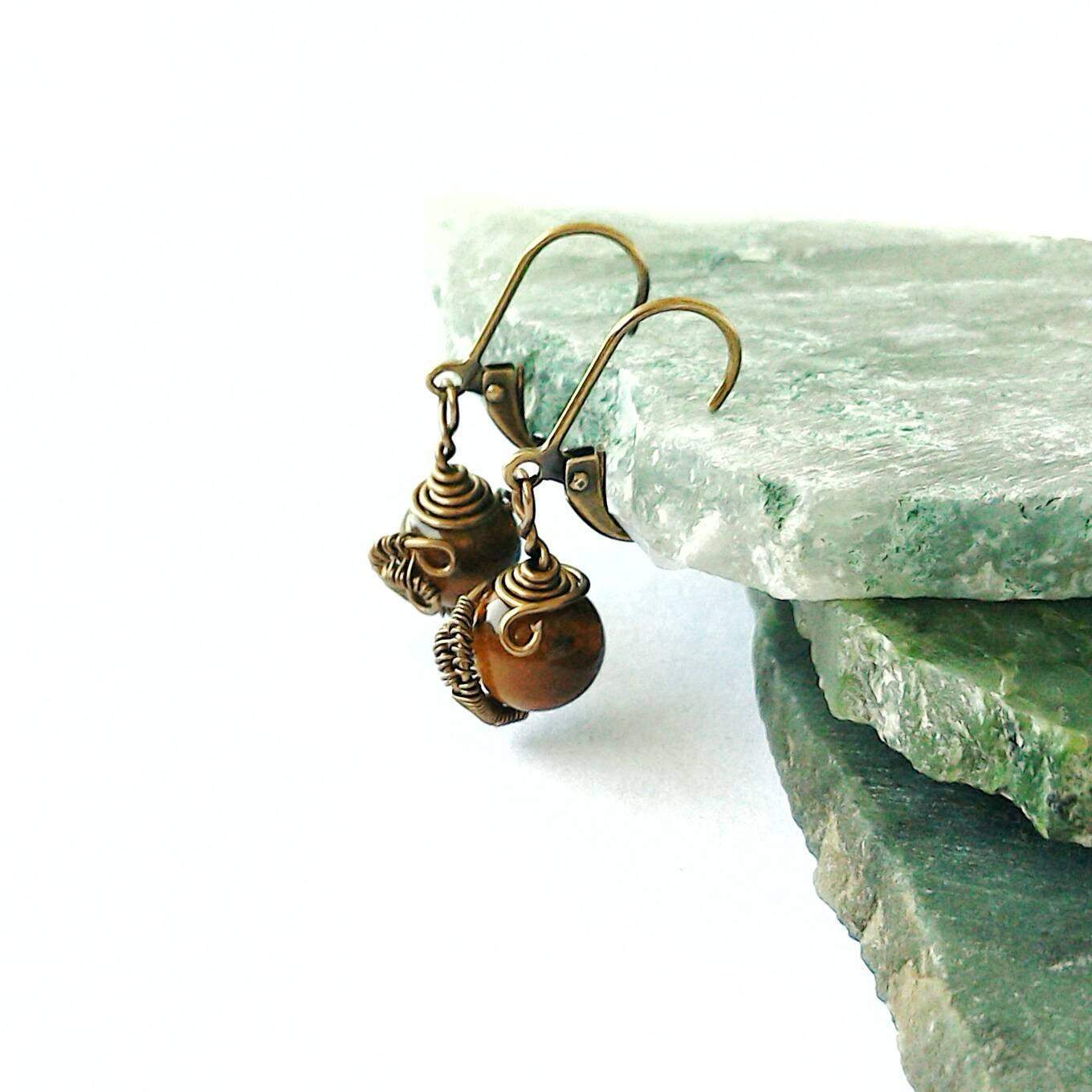 Original Tiger's Eye Lever Back Earrings – Natural Stone Jewelry for Women, Gift for Her, Perfect for Parties & Special Occasions