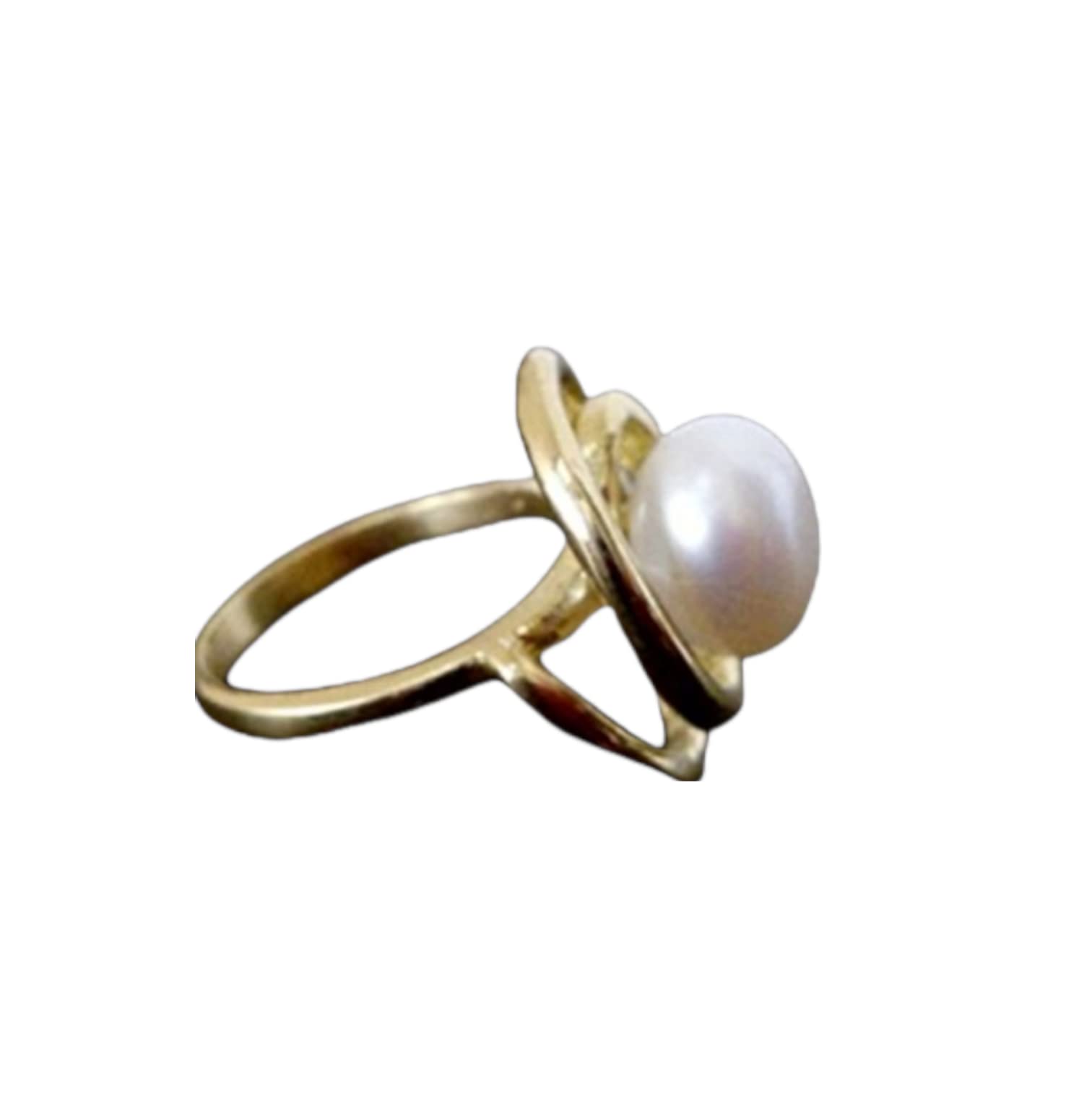 Elegant Spiral Gold Wire Wrapped Pearl Ring – White Pearl Cocktail Ring for Women, Perfect Bridal Jewelry & Wedding Gift – Ideal for Engagement, Anniversary, and Special Occasions