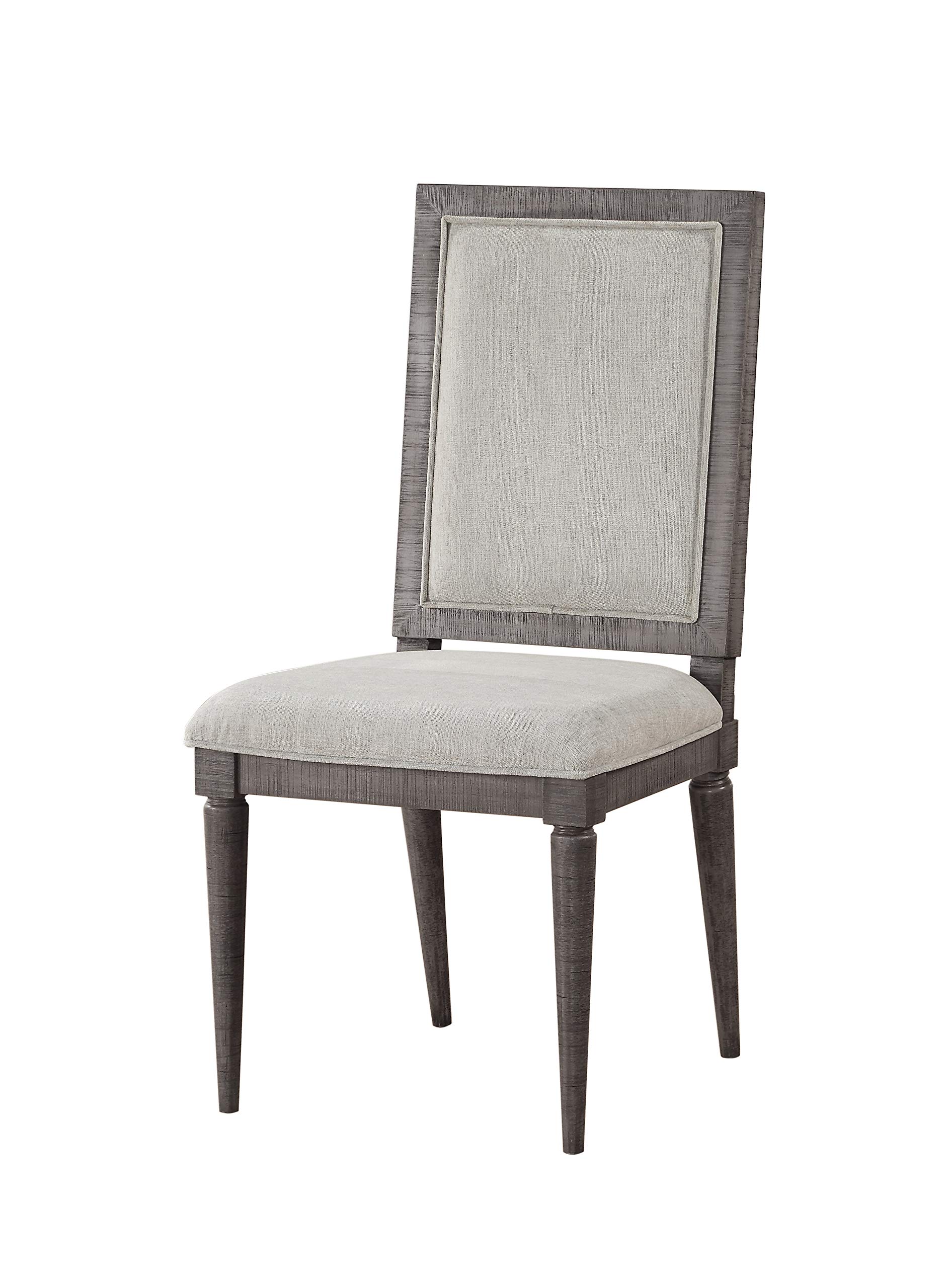 Benjara 2-Piece Gray Fabric Upholstered Wooden Side Chairs with Cushioned Seat & Tapered Legs - Dining Room, Living Room, Bedroom Accent Chairs for Home Decor