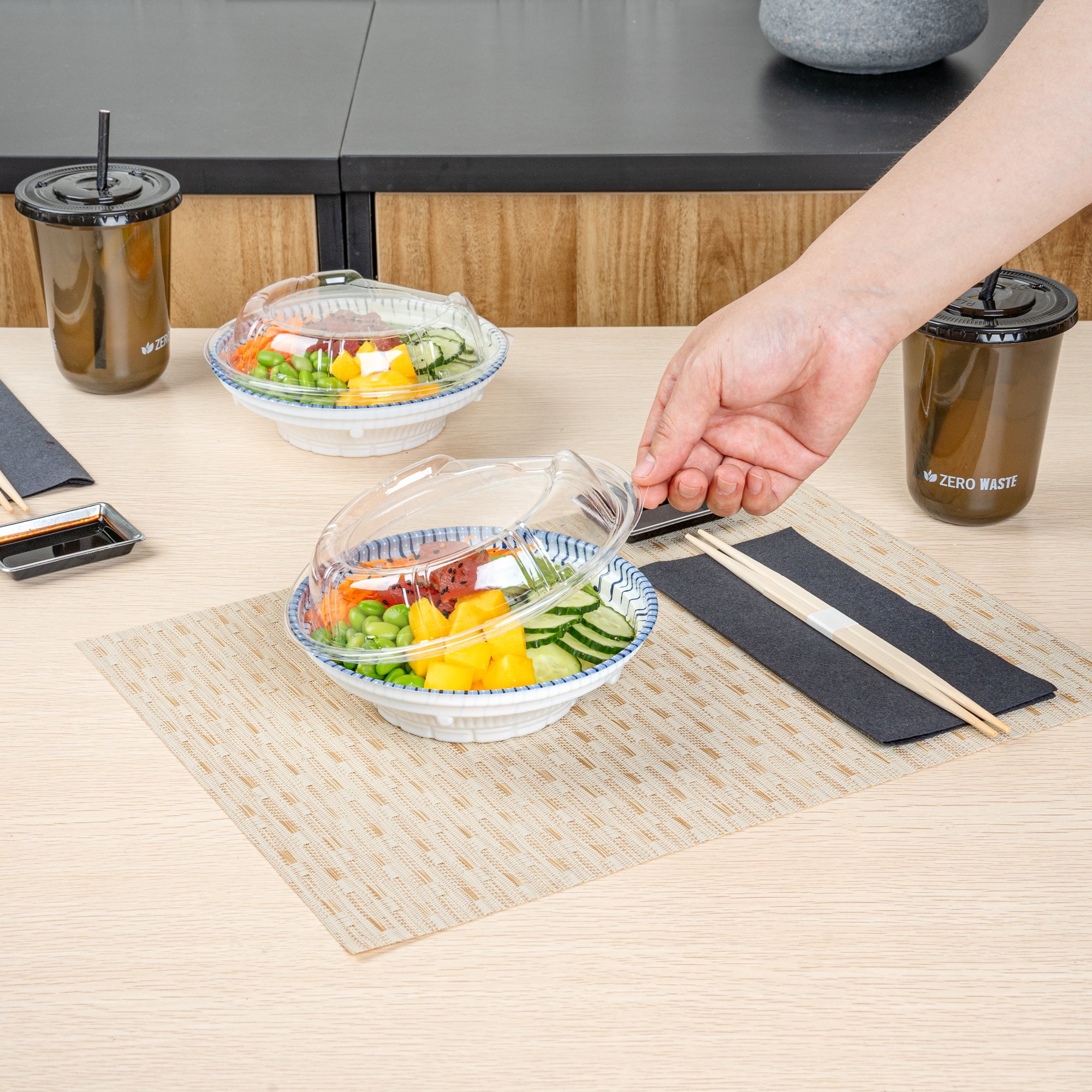 Clear Round Plastic Bento Box Lid - Fits 10oz Asian Style Bowls (6.75