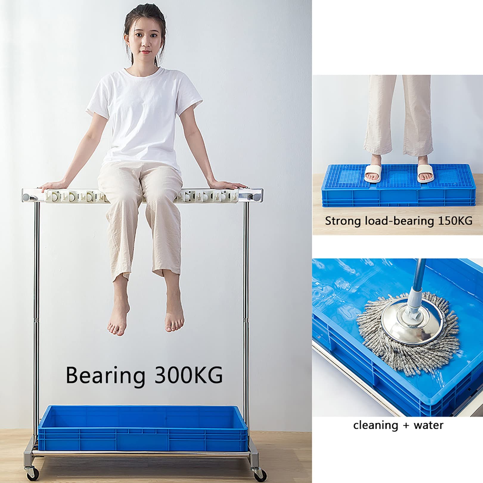 Heavy Duty Utility Rack for Mops & Brooms - Commercial Cleaning Tool Cart with Wheels, Mop Holder & Umbrella Stand - Space Saving Storage Solution for Wet Mops - Perfect for Garage, School, Hospital, Hotel & Garden Use