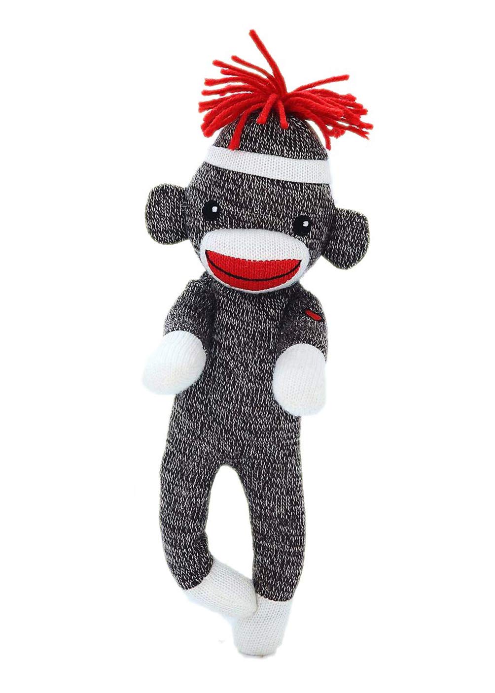 Plushland 8-Inch Adorable Sock Monkey Stuffed Animal - Soft Realistic Knitted Plush Toy Gift for Kids, Babies, Teens, Boys & Girls (Brown) - Perfect for Nursery Decor, Birthday Presents & Cuddling