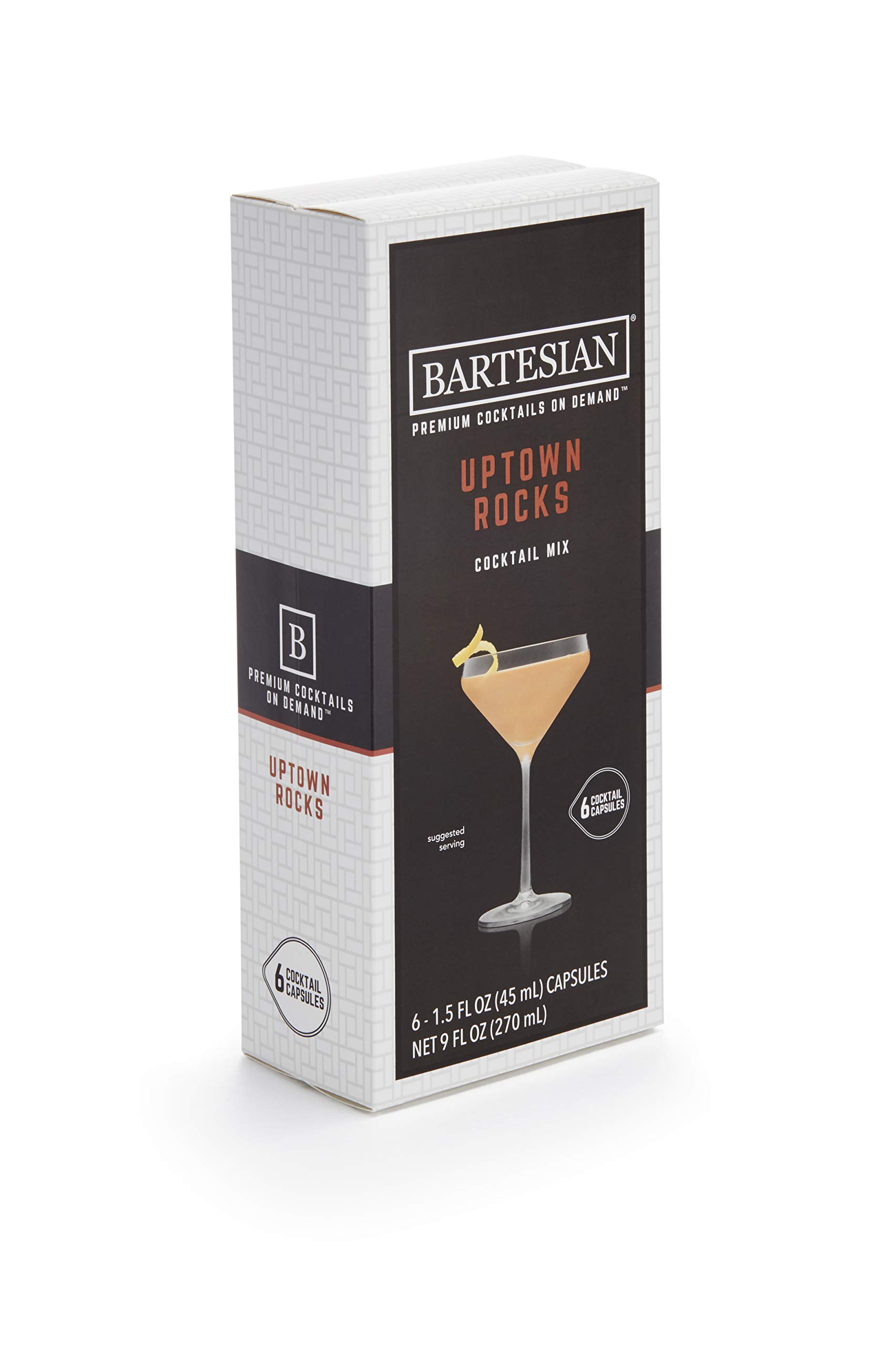 Bartesian Uptown Rocks Cocktail Capsules - 6 Pack for Bartesian Premium Cocktail Maker (55356) | Perfect for Home Bars, Parties & Entertaining Guests