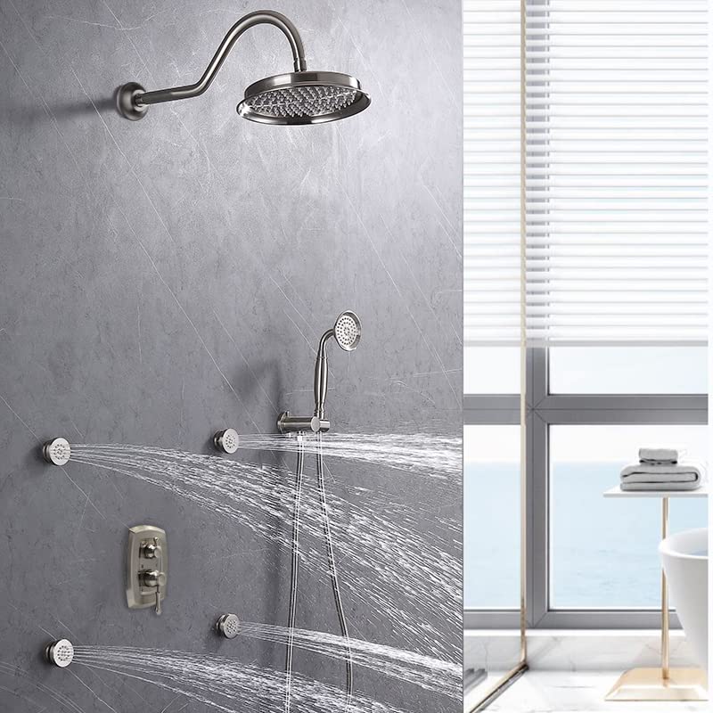Antique 2 Handle Shower Diverter Valve - Solid Brass Double Function Shower Handheld Sprayer with Hose - Bathroom Faucet for Bathtub & Shower Replacement (Perfect for Home Renovation & Spa Experience)