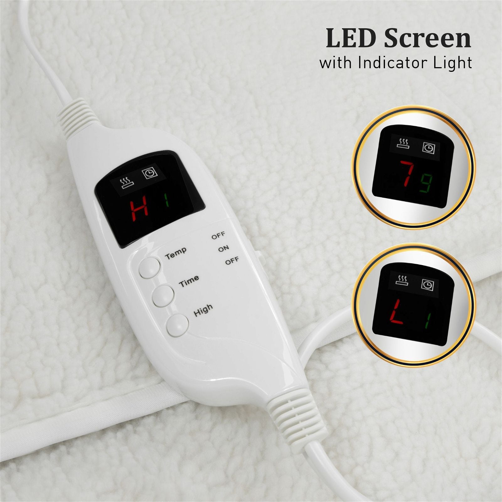 Laura Hill Electric Heated Blanket - Queen Size Fleece Warming Blanket with 9 Heat Levels & Auto Shut-Off - Ultra Soft & Safe for Winter Nights, Bedroom, Office & Travel Use