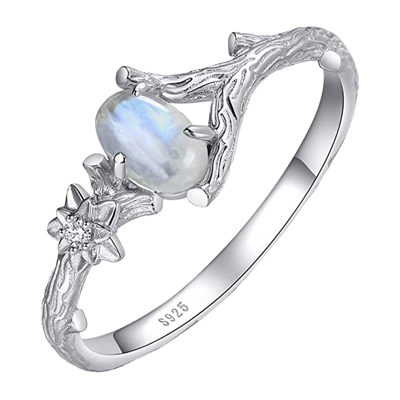 Stylish Leaf Statement Ring with Zircon Inlay for Men & Women - Elegant Cocktail Party Jewelry, Fashion Accessory, Promise Ring Gift (Silver, Size 9) | Perfect for Weddings, Date Nights & Special Occasions