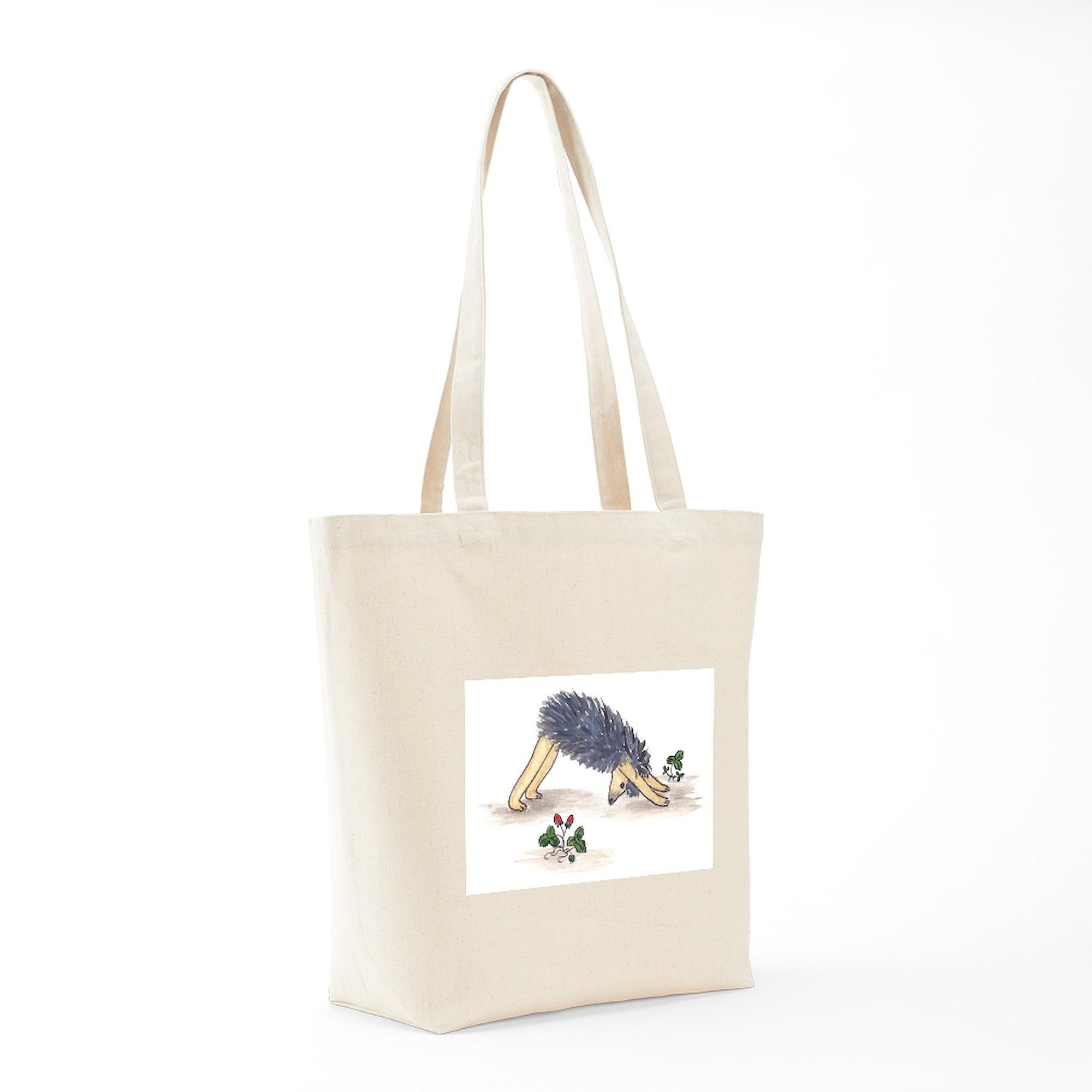 Downward Facing Yoga Hedgehog Canvas Tote Bag - Eco-Friendly Reusable Shopping Bag for Yoga, Gym, Groceries & Beach