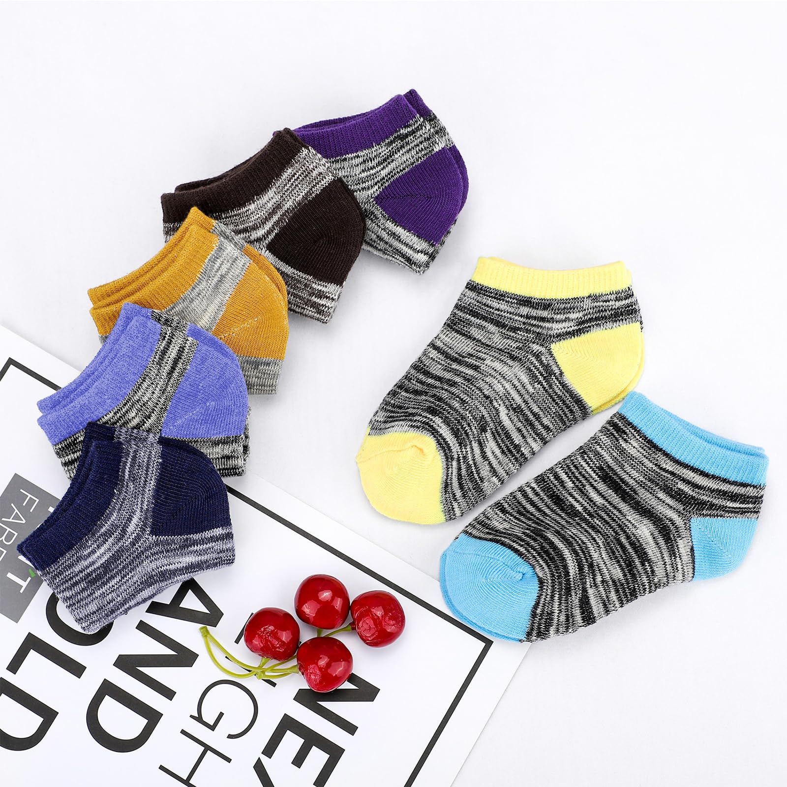 Auranso 12 Pairs Kids Breathable Athletic Ankle Socks for Boys & Girls - Soft Cotton Low Cut Socks for School, Sports & Everyday Wear