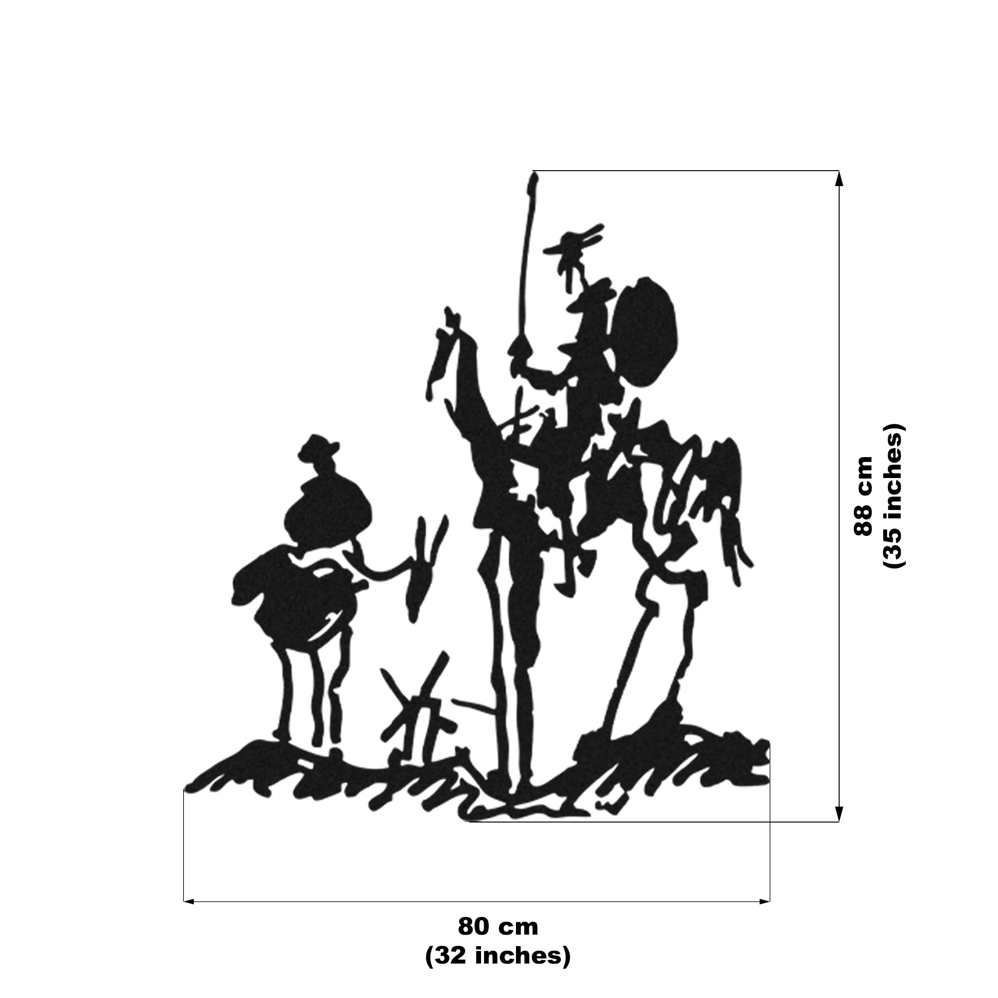 Don Quixote Metal Wall Art Decor - 35x31 Inch Black Spanish Knight Sculpture for Home & Office - Indoor/Outdoor Wall Hanging for Living Room, Bedroom, Patio - Unique Housewarming Gift Idea