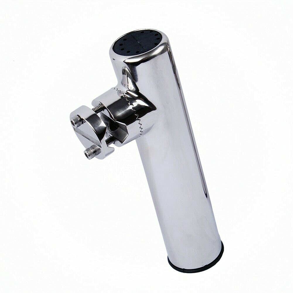 2 Pack Stainless Steel Fishing Rod Holders for Boat Rail Mount - Heavy Duty Clamp-On Marine Rod Holder for Fishing Boat, Pontoon, Jon Boat - Perfect for Saltwater & Freshwater Fishing Trips