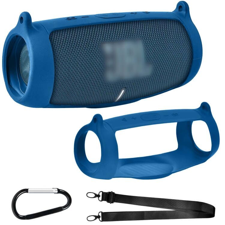Premium Silicone Protective Case for JBL CHARGE 5 Bluetooth Speaker - Shockproof, Waterproof Cover with Carrying Strap (Blue) - Perfect for Travel, Outdoor Adventures & Home Use