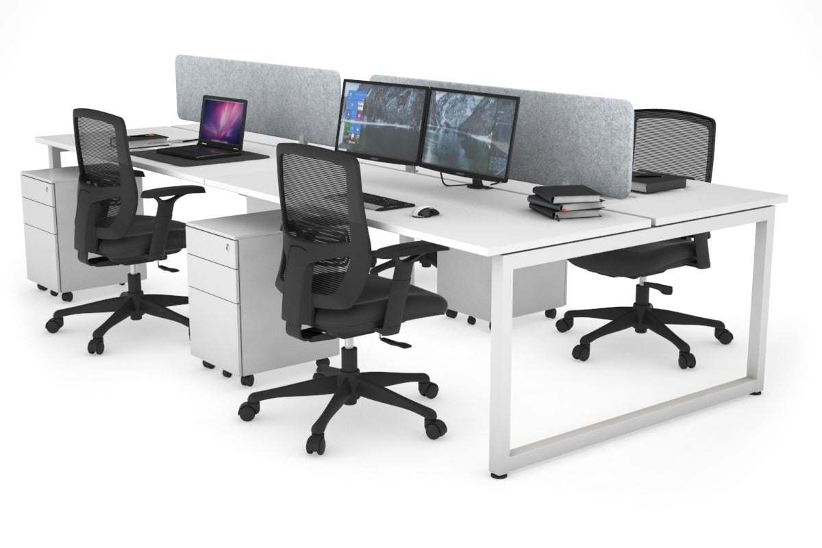 Quadro Loop Legs 4-Person Office Workstation - 1400L x 700W Modern Collaborative Desk for Team Workspaces | Perfect for Open Offices, Coworking Spaces & Conference Rooms