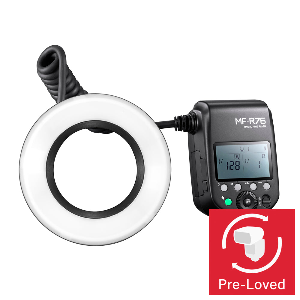 MF R76 On-Camera Macro Photography Ring Flash Light for DSLR & Mirrorless Cameras - Perfect for Jewelry, Product, and Close-Up Photography
