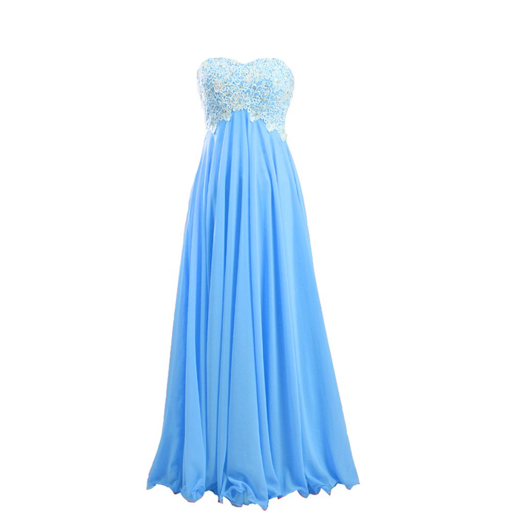 Kivary® Women's White Lace Long Sleeve A-Line Chiffon Prom Dress with Crystal Embellishments - Perfect for Evening Gala, Wedding Guest & Formal Occasions