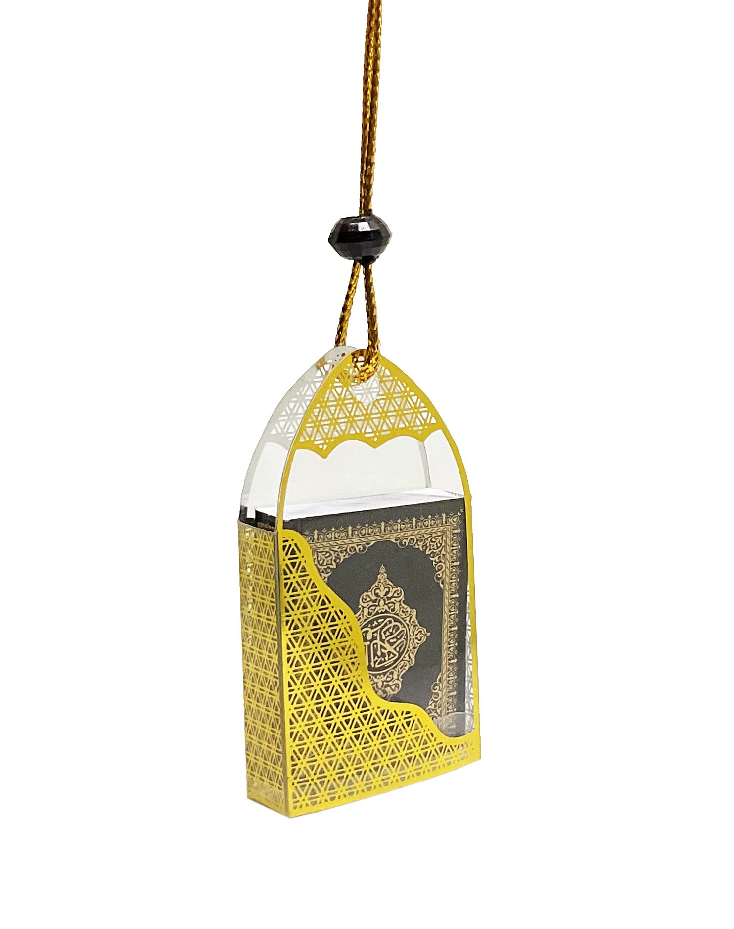 Islamic Car Rear Mirror Hangers - Quran Ornament for Ramadan & Eid, Muslim Car Decor Hanging Charm, Interior Accessories (Gold & Black) - Perfect for Daily Commute, Road Trips & Spiritual Protection