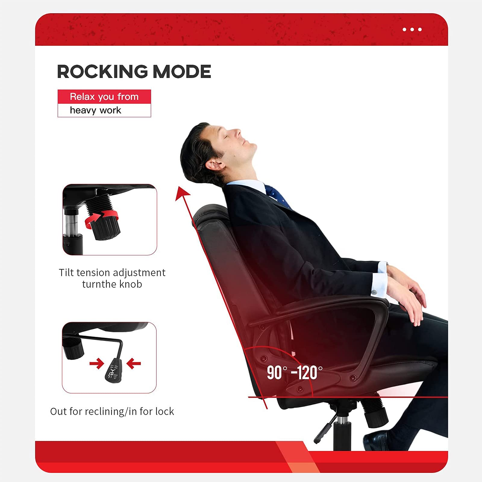 Ergonomic Home Office Chair - Adjustable Height PU Leather Desk Chair with Lumbar Support & Armrests - Mid Back Executive Swivel Rolling Task Chair for Computer Work (Black) - Perfect for Long Work Hours, Gaming, and Remote Work Setup
