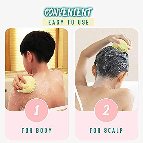 VENTWILLA Silicone Skin Massage Brush - Soft Bath & Body Scrubber with Shampoo Dispenser - Exfoliating Shower Brush for Smooth Skin (Pack of 2, Multicolor) - Perfect for Spa, Home Bath & Relaxing Self-Care Routine
