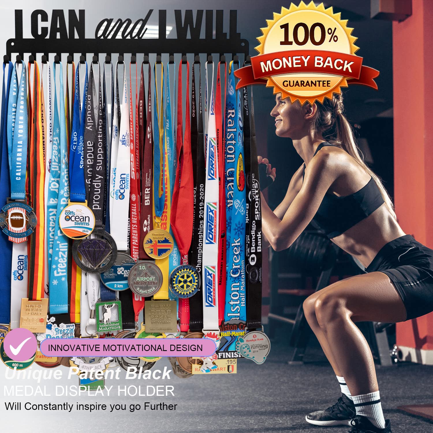 Premium Medal Display Rack for Runners - Marathon & Triathlon Medal Holder Hanger with Wall Mount - Perfect for Race Finishers to Showcase Achievements | Ideal for Home Gym, Office Decor, or Running Enthusiast Gifts