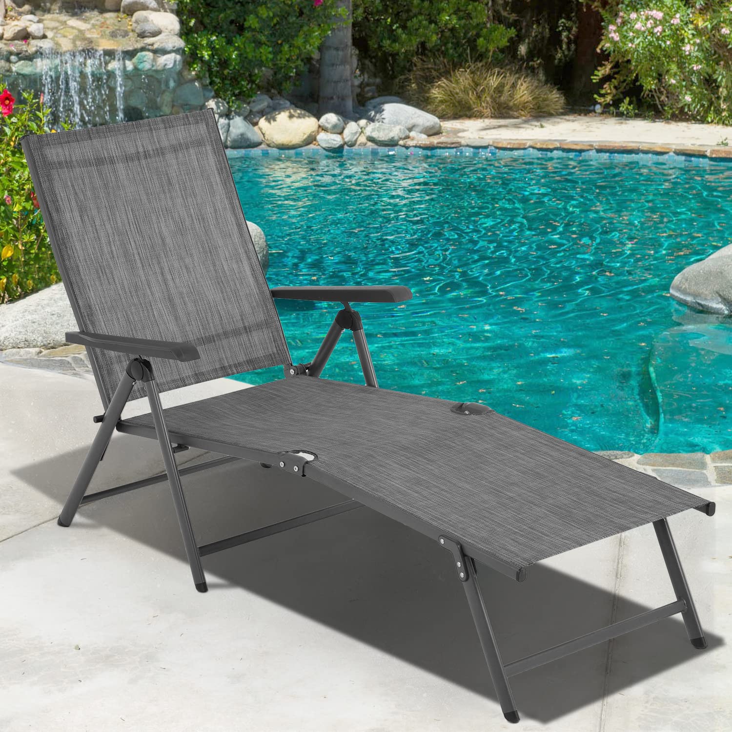 **FDW Adjustable Reclining Patio Lounge Chairs Set of 2 - Outdoor Chaise Lounges for Pool, Beach, Backyard & Garden - Lightweight & Foldable for Easy Storage**    *(Perfect for Sunbathing, Relaxing by the Pool, or Lounging in Your Backyard Oasis!)*