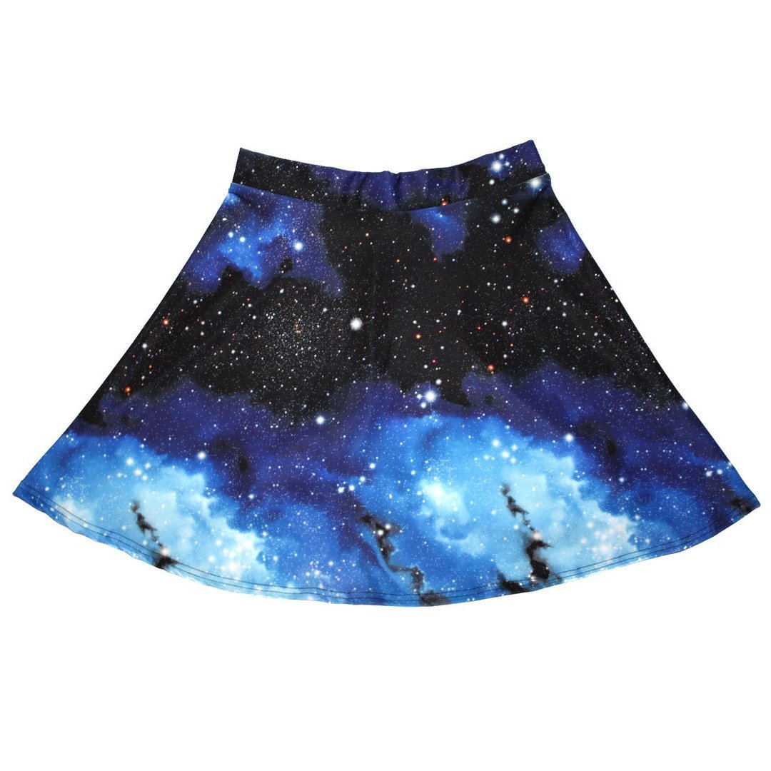 Women's Galaxy Planets Cosmos Space Print A-Line Skater Skirt | Retro Sci-Fi Fashion Skirt for Party, Rave, Festival & Casual Wear