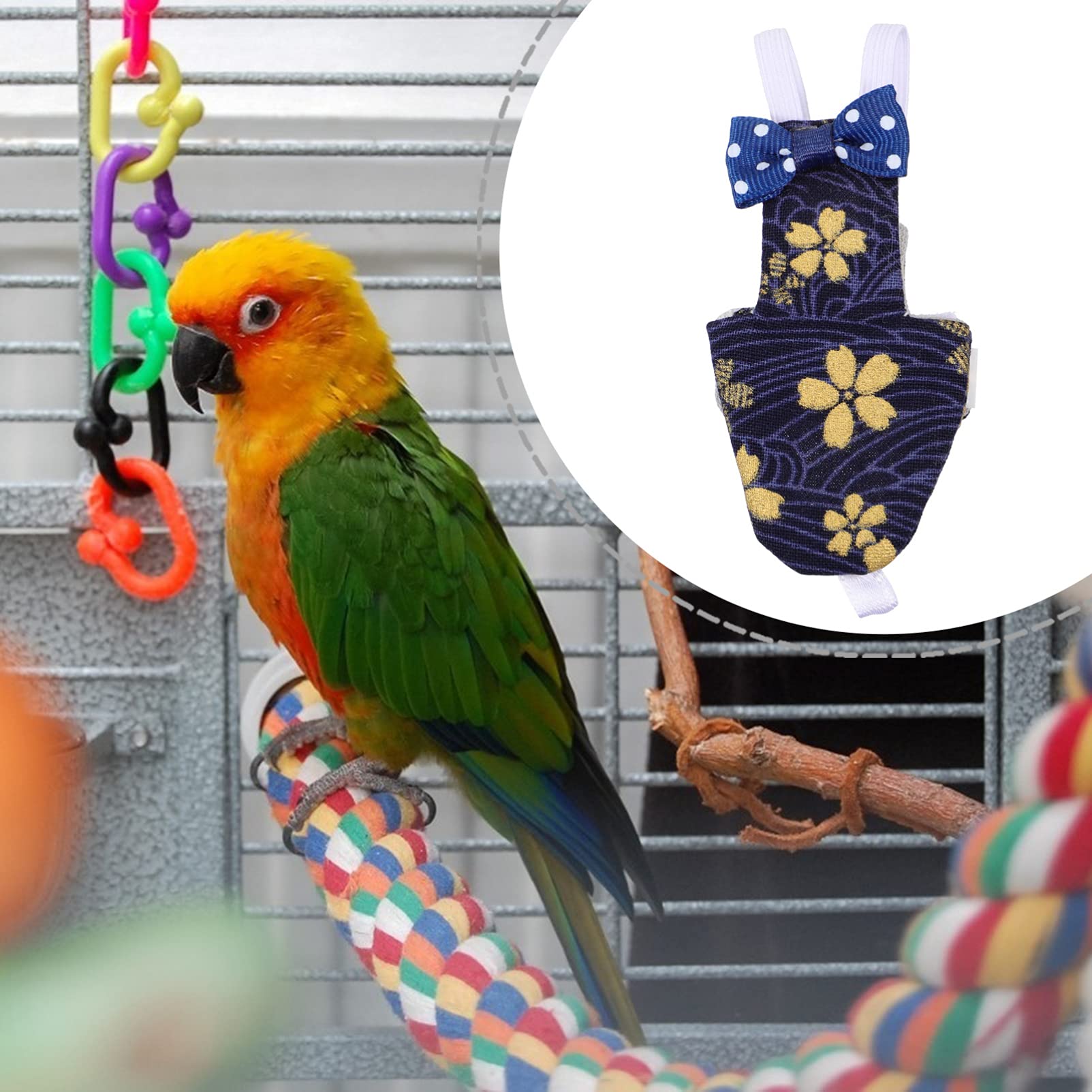 **POPETPOP Washable Bird Diaper & Flight Suit - Reusable Parrot Nappy Clothes for Budgies, Parakeets, Cockatiels | Perfect for Indoor Play, Travel & Mess-Free Flying**