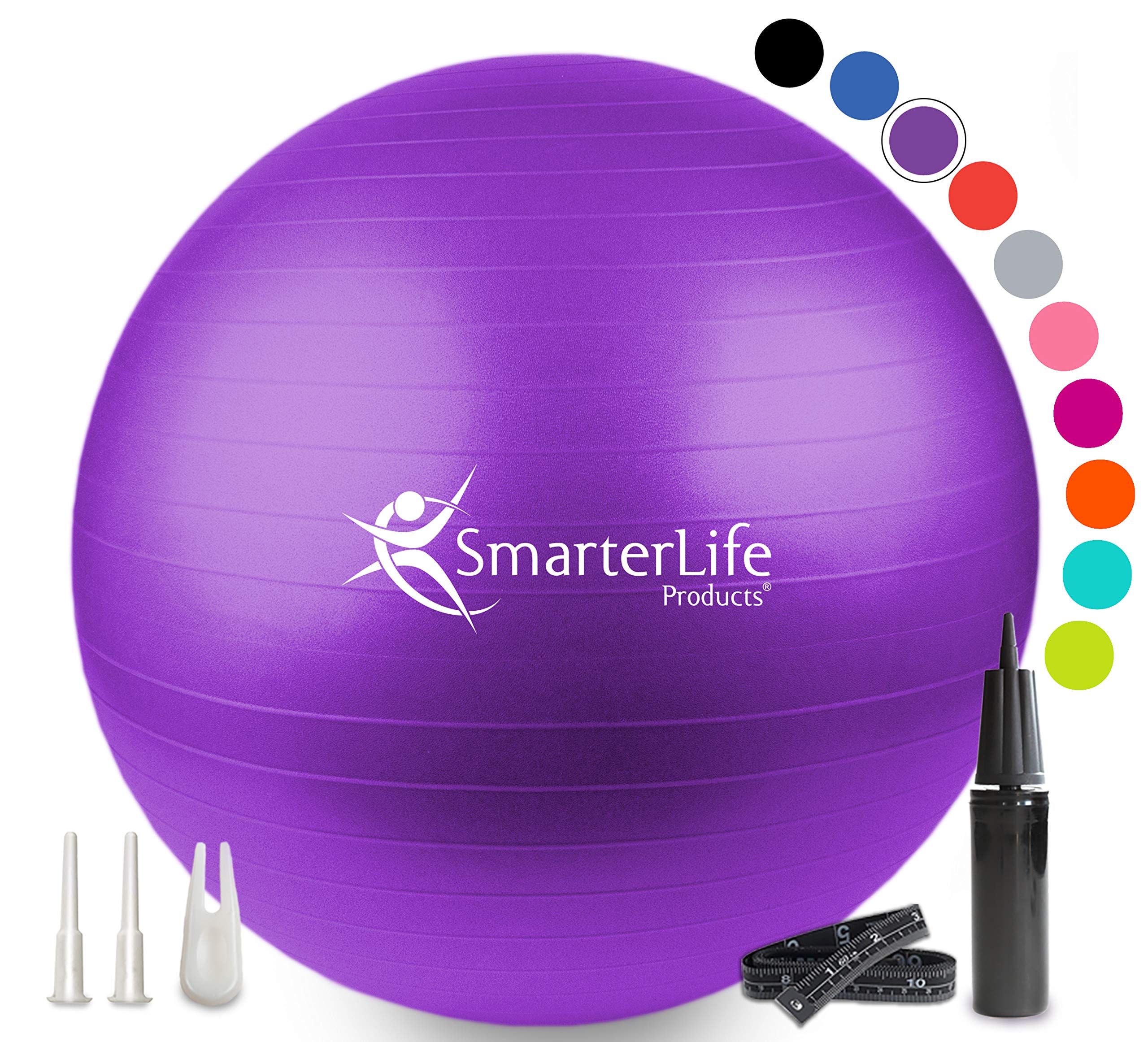 Premium Anti-Burst Exercise Ball - Yoga & Fitness Stability Ball for Core Workouts, Physical Therapy, Pregnancy & Office Chair - Non-Slip Gym Ball for Home, Gym & Yoga Studio Use