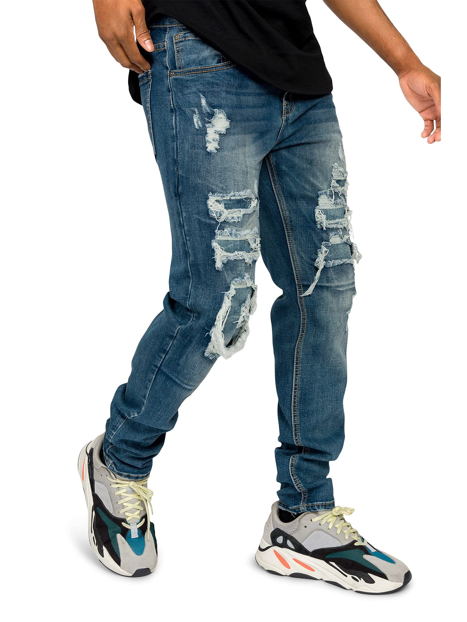 Vintage Distressed Ripped Skinny Jeans for Women - High Waisted Streetwear Denim Pants with Frayed Details | Perfect for Casual Outfits, Urban Fashion & Street Style Looks