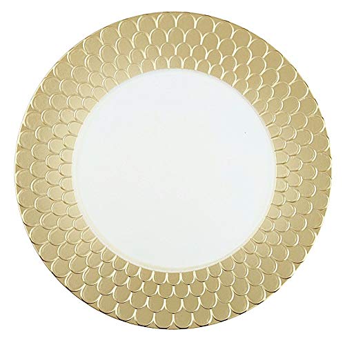 BalsaCircle 6 Gold 13-Inch Round Plastic Charger Plates - Elegant Wedding Reception, Party & Event Table Decorations - Perfect for Banquets, Bridal Showers & Holiday Celebrations