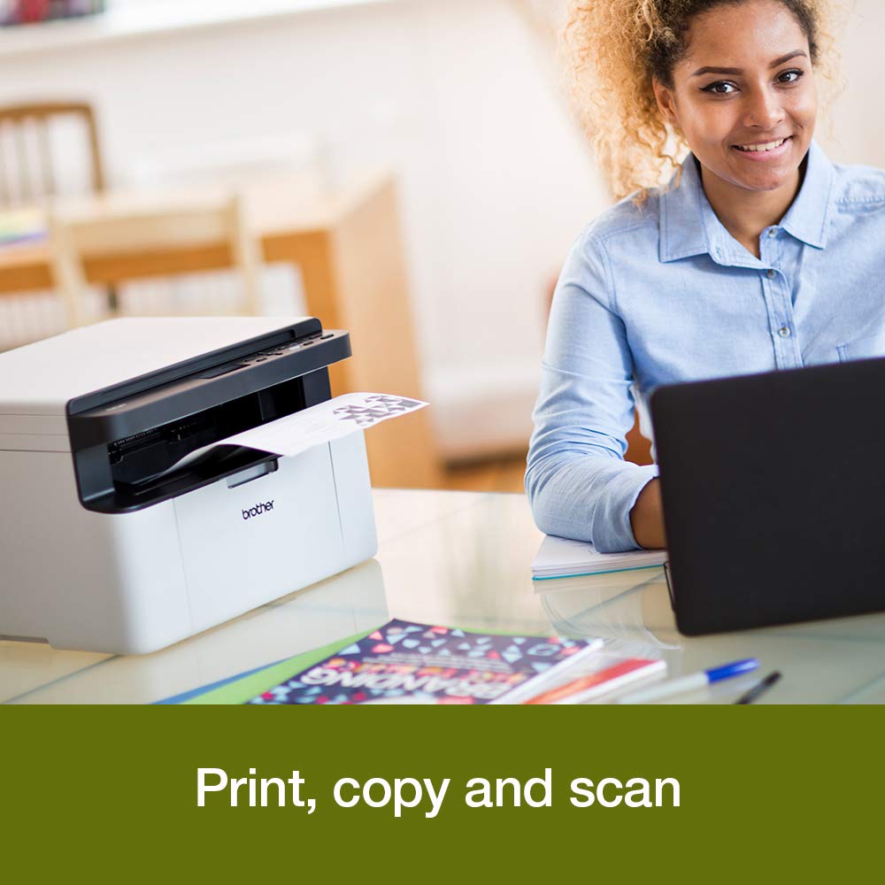 Brother DCP-1610W Wireless All-in-One Laser Printer | Compact Mono A4 Printer with USB 2.0 | Ideal for Home Office & Small Business | Printing, Scanning & Copying | Space-Saving Design in White