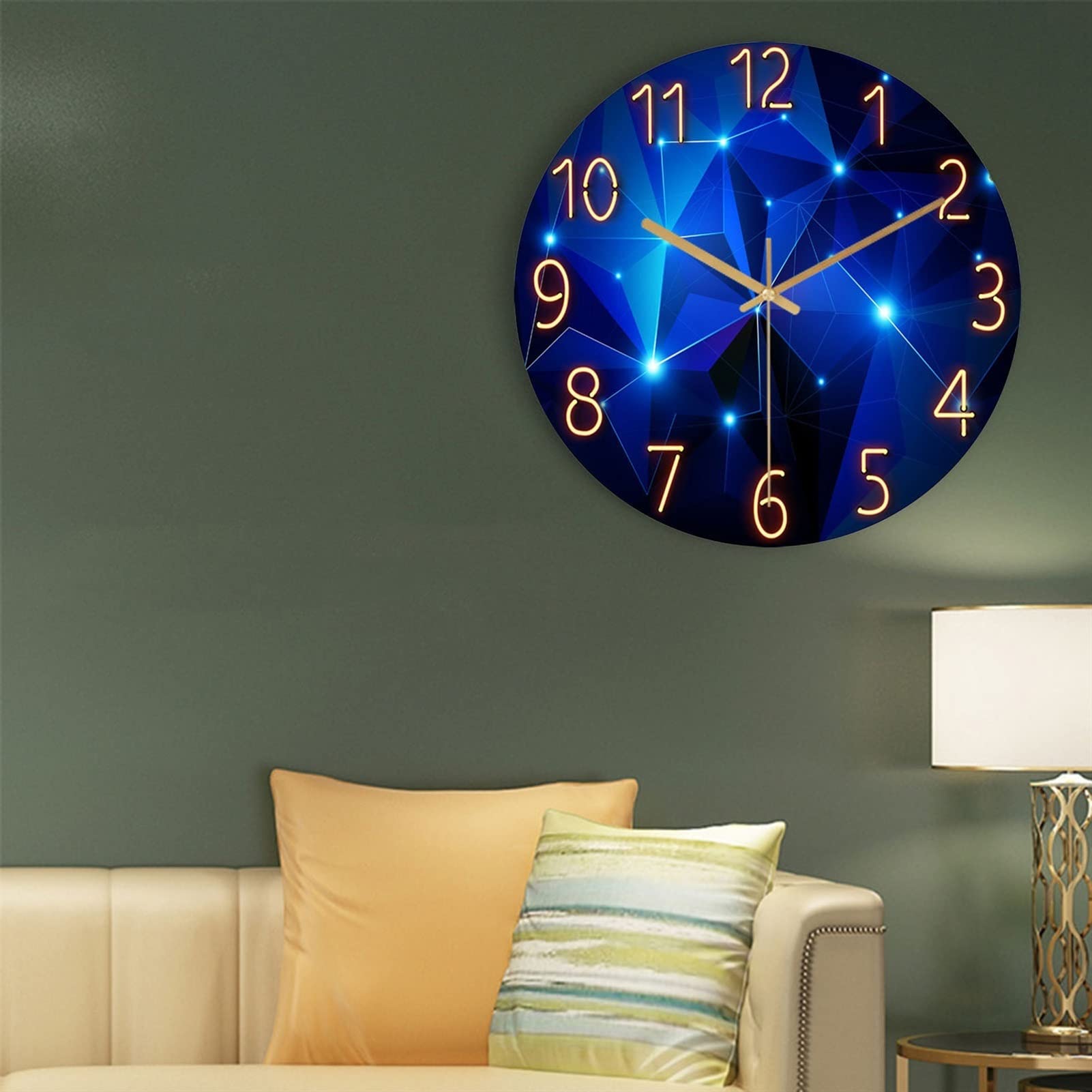 Modern Geometric Glass Wall Clock - Silent Quartz Movement, Stylish Living Room & Home Decor - Perfect for Bedroom, Office, and Kitchen Wall Decor