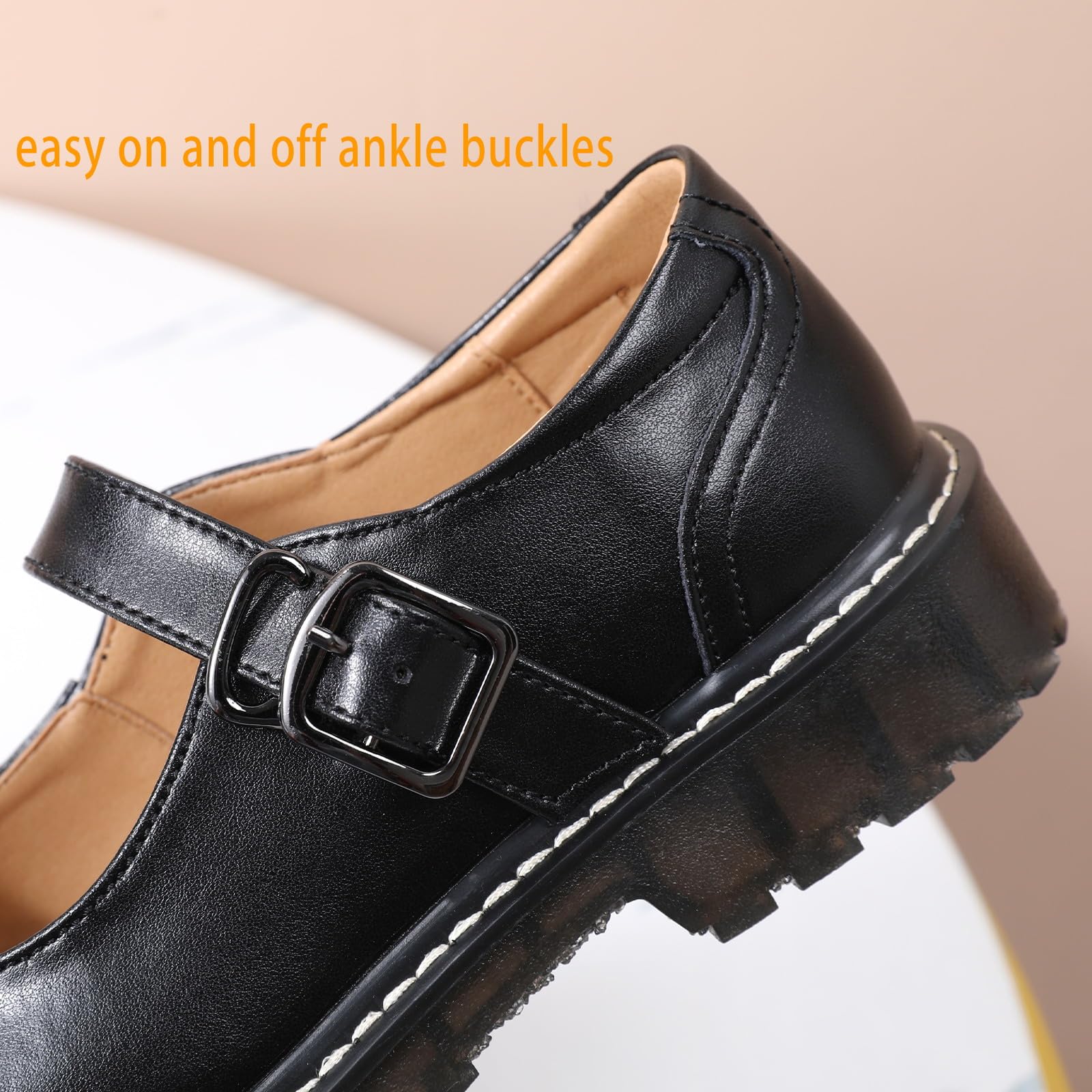 Women's Mary Jane Shoes - Comfortable Leather Flats with Round Toe & Non-Slip Sole | Dressy & Casual Oxfords for Work, School & Everyday Wear | Perfect for Office, Classroom & Social Occasions