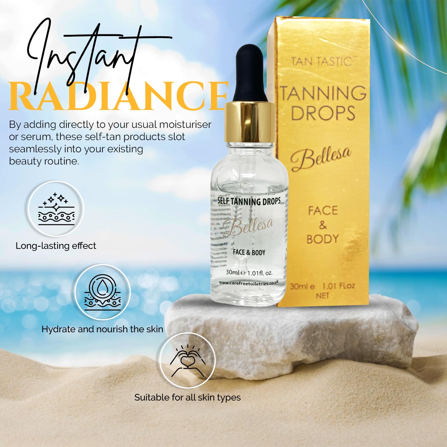 Glamza Pro Tanning Drops - Dark Sunbed Tanning Cream Lotion for Gradual, Streak-Free Tan - Perfect for Home Use, Vacation Prep & Sunless Tanning