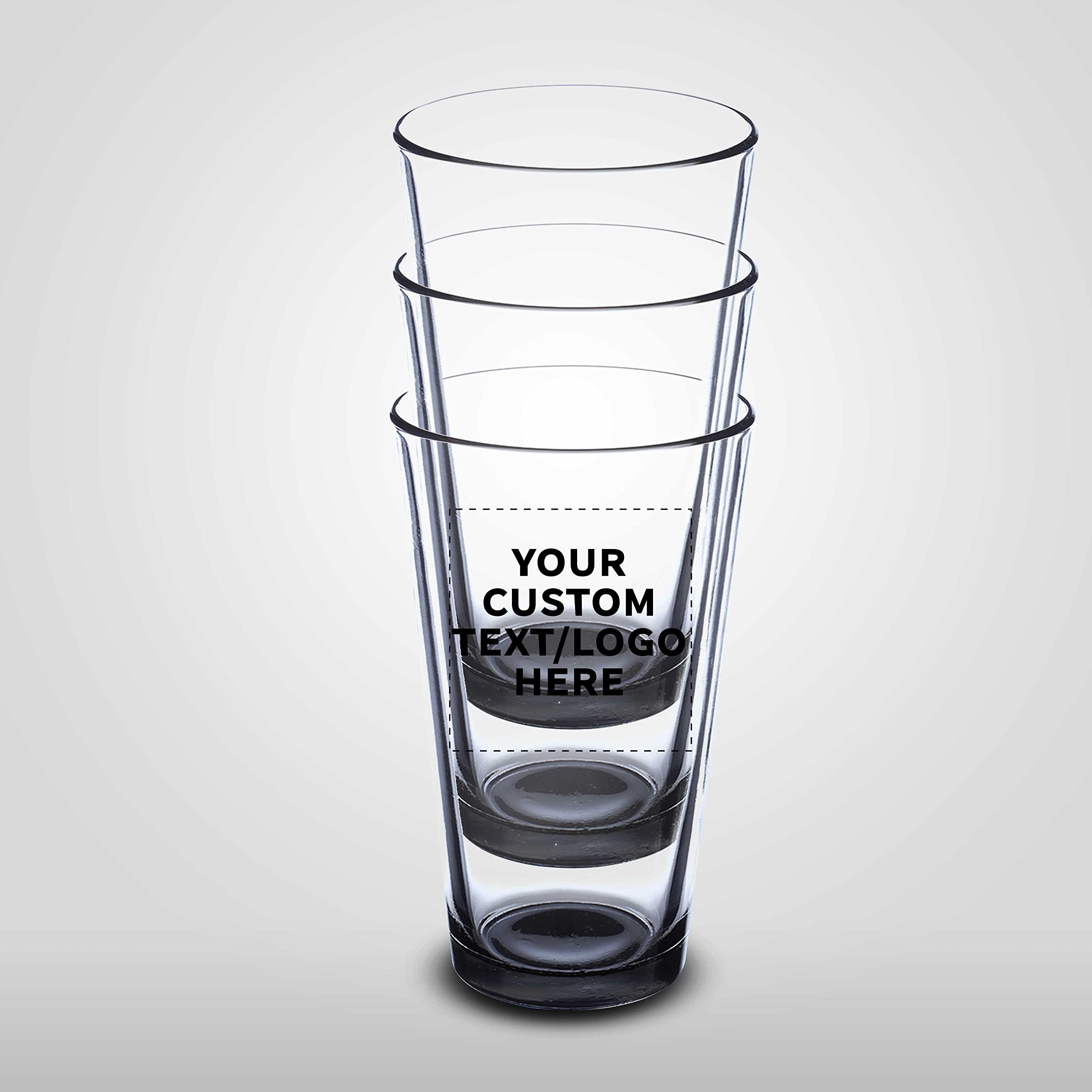 Custom 16 oz Beer Pint Glasses - Bulk Set of 50 Personalized Bar Glasses with Thick Base & Walls | Heavy Duty Stackable Glassware for Restaurants, Bars & Home Use | Perfect for Commercial Establishments, Parties & Gifts