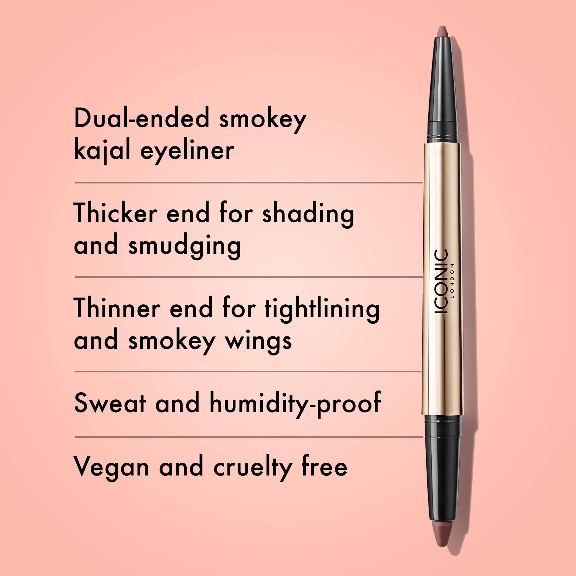 ICONIC LONDON Smokey Eye Duo Eyeliner - Creamy 2-in-1 Eyeliner Crayon for Easy Blending | Waterproof, Long-Lasting & Vegan Makeup | Perfect for Day to Night Makeup Looks
