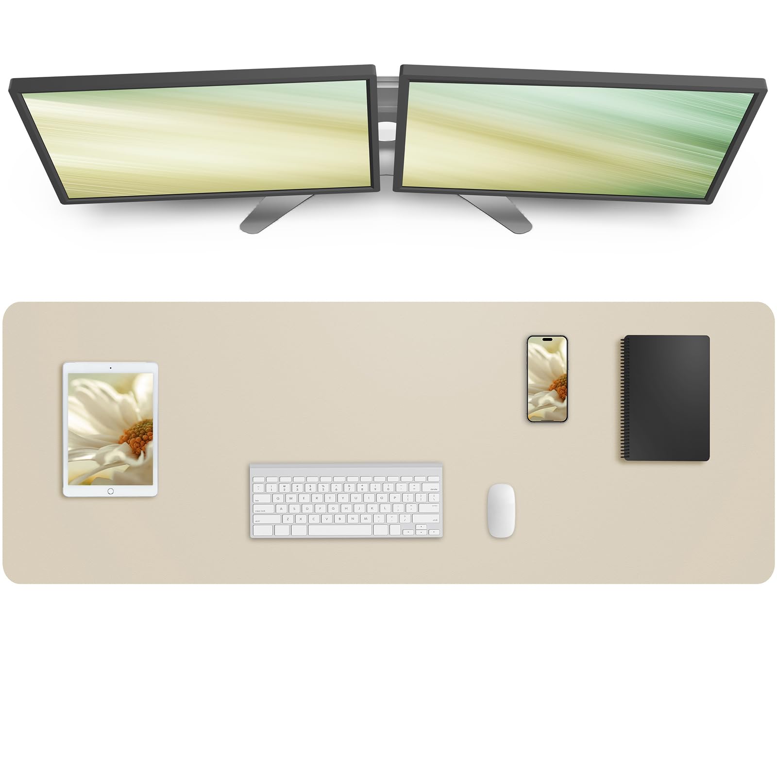 Premium PU Leather Desk Pad Protector - Non-Slip Large Office Desk Mat (48
