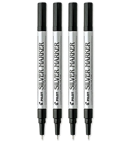 Pilot Silver Metallic Permanent Paint Marker Set - Extra Fine Point (0.7mm) - 4-Pack (41801) - Ideal for DIY Crafts, Sign Making, Metal/Glass Labeling & Industrial Marking