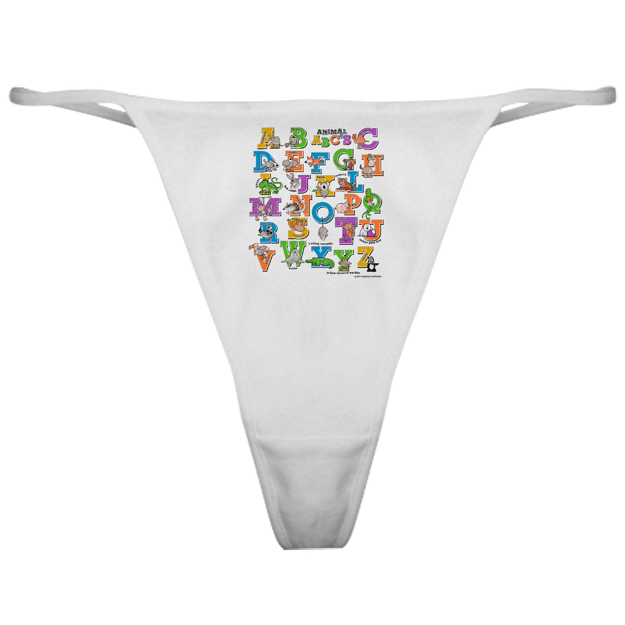ABC Animals Classic Thong Underwear for Women - Soft & Comfortable Cotton Panties - Cute Animal Print Underwear for Daily Wear, Lounge & Sleep