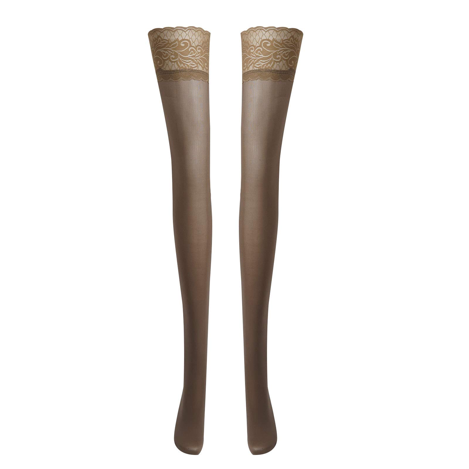 YiZYiF Sexy Stockings - Cute Ruffle Lace Top Hollow Out Fishnet Thigh High Pantyhose Tights, See-Through Over Knee Stockings for Women | Perfect for Date Night, Cosplay & Fashion Outfits