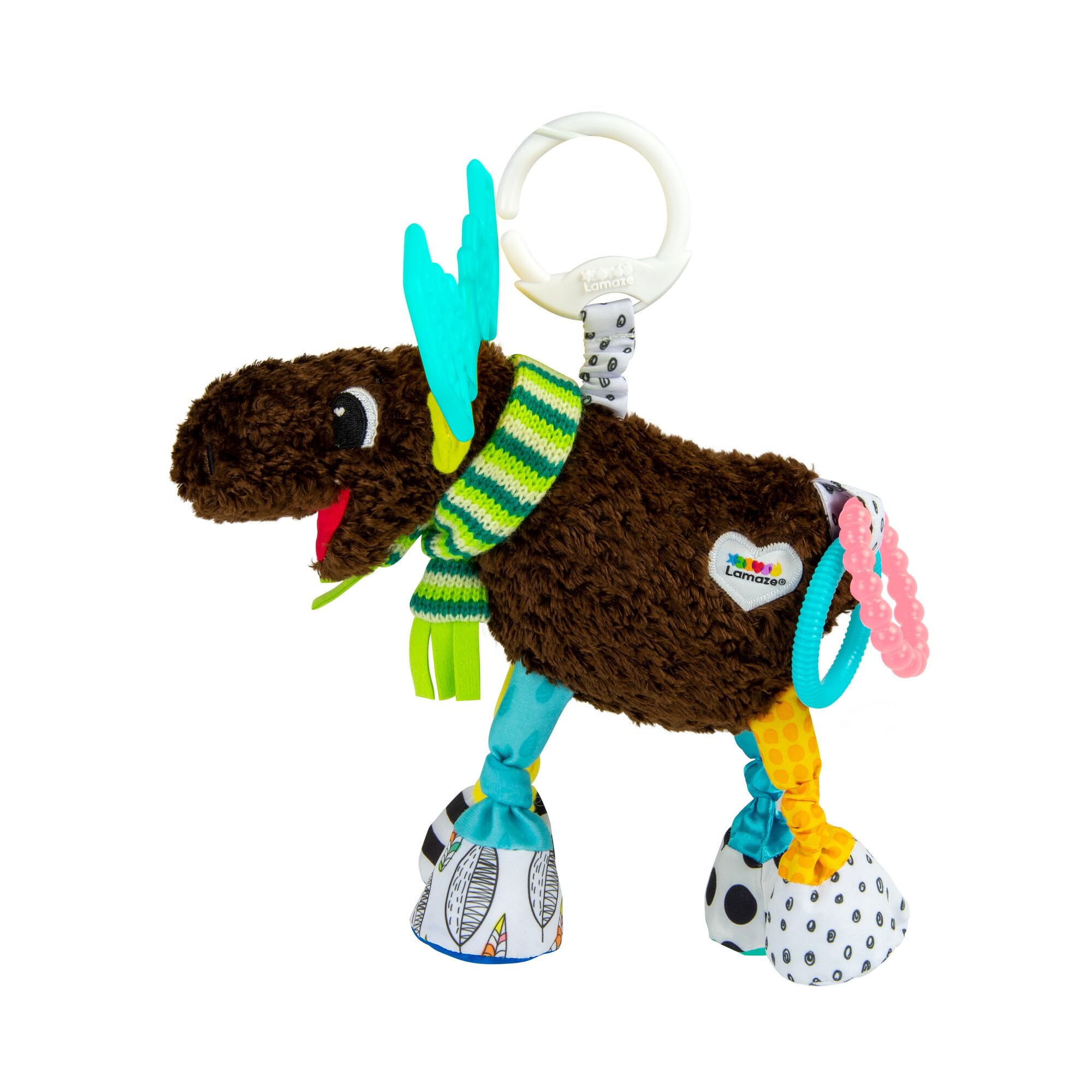 Lamaze Mortimer the Moose Clip On Car Seat & Stroller Toy - Soft Baby Hanging Toy with High Contrast Colors & Crinkle Sounds - Newborn Infant Travel Toy for 0-12 Months - Perfect for Road Trips & Stroller Walks