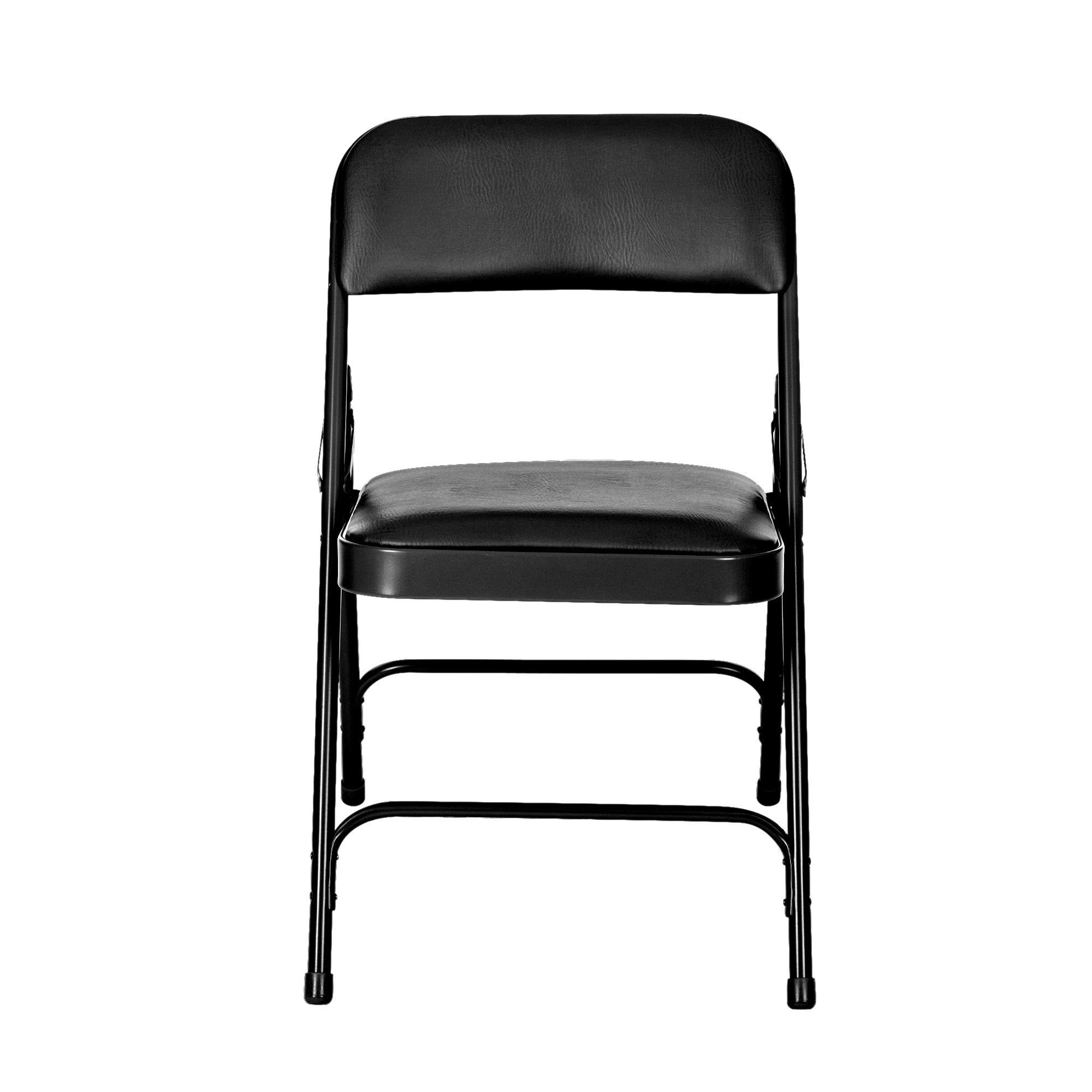 OEF Furnishings (4 Pack) Premium Vinyl Padded Folding Chairs - Heavy Duty Stackable Chairs for Home, Office, Wedding, Party & Events - Comfortable Black Seating Solution