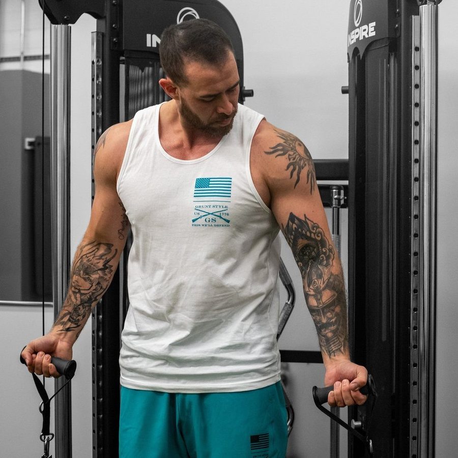 Tropical Death Aqua Tank - White | Trendy Graphic T-Shirt for Men & Women | Perfect for Beach, Vacation & Summer Outfits