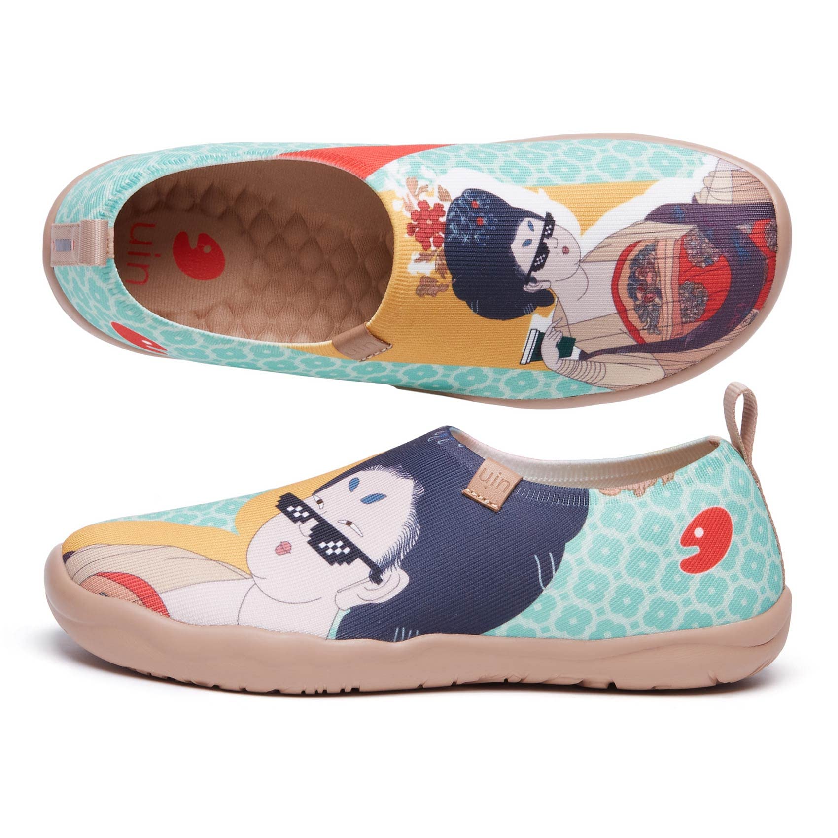 UIN Women's Art Painted Slip-On Knit Loafers - Lightweight Comfortable Travel Sneakers for Casual Wear | Modern Noble Lady Fashion Shoes Size 7.5 | Perfect for Walking, Travel & Everyday Outfits