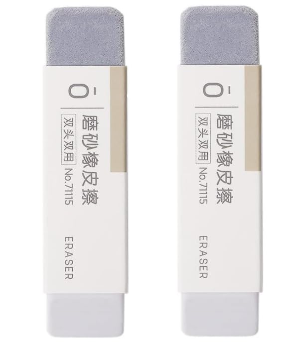 2Pcs Frosted Erasers - Sand Erasers & Matte Ink Erasers for Ballpoint & Fountain Pens - Correction Supplies for Office & School Stationery - Perfect for Homework, Exams, and Professional Documents