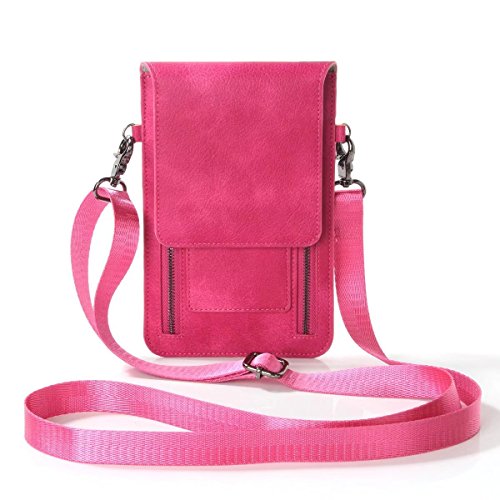 Stylish Leather Crossbody Handbag - Mini Wristlet Purse with Zipper & Card Holder for iPhone 14/13/12, Samsung Galaxy | Perfect for Running, Travel & Everyday Use